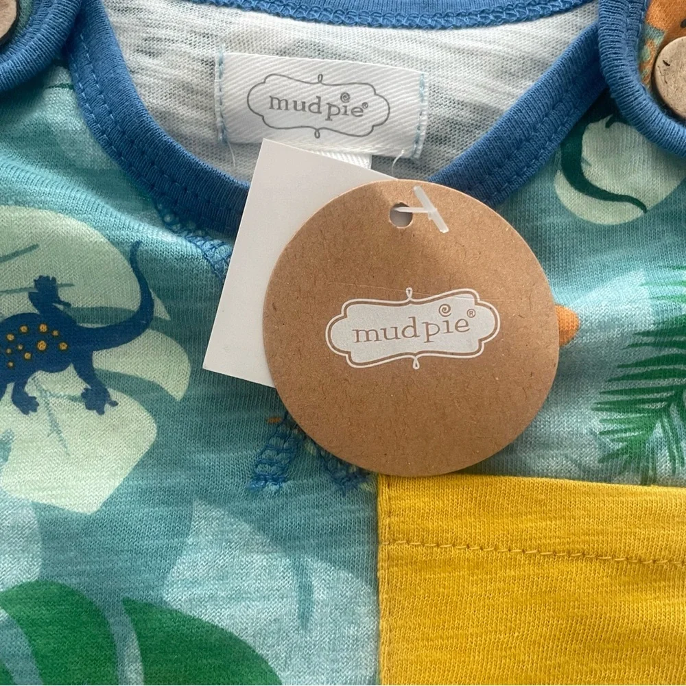 New! Mud Pie Lizard Print Baby Boy Romper 3-6 Months